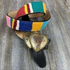 Dun Dee Guatemalan Belt Black Leather Heart Buckle